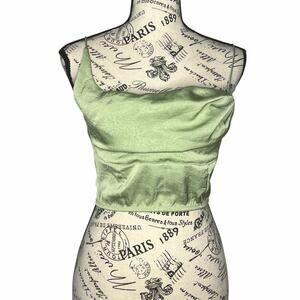 Out From Under (L) Satin Tie Back Crop Top Urban Outfitters Camisole Square Neck